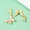 Butterfly Brass Micro Pave Clear Cubic Zirconia Hoop Earrings EJEW-B154-02G-2