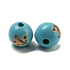 Printed Wood European Beads WOOD-L020-D08-2