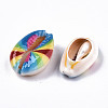 Printed Natural Cowrie Shell Beads X-SHEL-S266-20-2