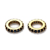 Brass Micro Pave Cubic Zirconia Rondelle European Beads KK-B028-18G-F-2