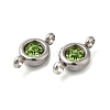 304 Stainless Steel Single Rhinestone Connector Charms STAS-E194-13P-08-3