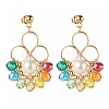 Flower Colorful Glass Beads Dangle Earrings for Girl Women X1-EJEW-TA00010-1