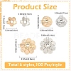 600Pcs 6 Styles CCB Plastic Bead Caps CCB-YW0001-78-2