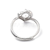 Adjustable Rhodium Plated 925 Sterling Silver Clear Cubic Zirconia Ring Components STER-C011-09P-3