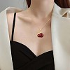 Red Dyed Natural White Jade & Cubic Zirconia Bunny Pendant Necklace JN1072A-6