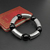 Stainless Steel & Glass Bead Stretch Bracelets for Women Men UF8116-2