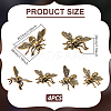 Brass Figure Bees Display Decorations DJEW-WH0015-153-2