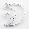 Rack Plating Alloy Kitten Open Back Bezel Pendants X-PALLOY-S047-38D-FF-2