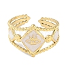 Ion Plating(IP) 304 Stainless Steel Enamel Rhombus with Eey Cuff Rings RJEW-L107-056G-01-2