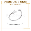 1Pc Letter Brass Rhinestone Open Cuff Rings for Women AJEW-LP0004-47L-S-2