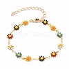 Daisy Link Chain Necklaces & Bracelets Jewelry Sets SJEW-JS01138-01-7