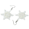 Christmas Snowflake Glass Seed Braided Dangle Earrings EJEW-MZ00236-01-4