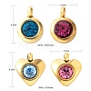 36Pcs 12 Colors 304 Stainless Steel Rhinestone Charms STAS-LS0001-29G-3