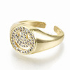 Brass Micro Pave Clear Cubic Zirconia Cuff Rings RJEW-S044-077-NF-4