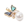 3Pcs 3 Sizes Natural Paua Shell with Round White Shell Pearl Pendants PALLOY-JF05084-4
