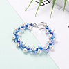 Round Shell Pearl Beaded Bracelet for Teen Girl Women BJEW-TA00024-02-4