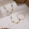 304 Stainless Steel Pave Synthetic Turquoise Link Ring Bracelets LS-VX6527-5