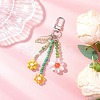 Cat Eye & Glass Seed Beaded Flower Pendant Decorations HJEW-TA00383-02-1