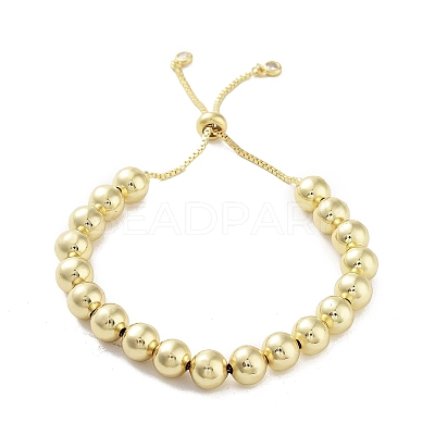 Adjustable Brass Round Beaded Slider Bracelets BJEW-D039-31C-G-1