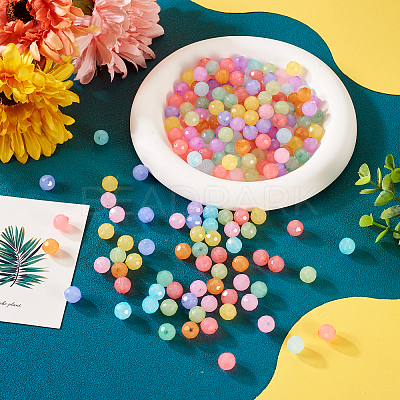 200Pcs 10 Colors Imitation Jelly Acrylic Beads MACR-TA0001-38-1