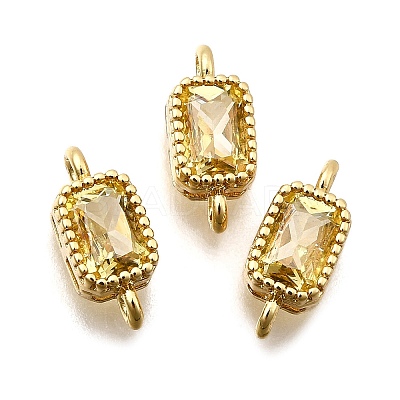Real 18K Gold Plated Brass Micro Pave Cubic Zirconia Links Connectors ZIRC-L100-009G-05-1