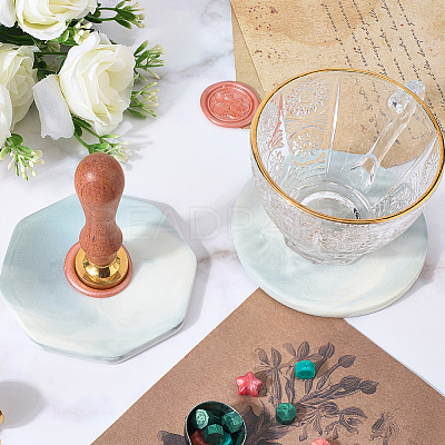 2Pcs 2 Styles Marble Pattern Porcelain Cup Coasters AJEW-CP0009-18A-1