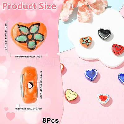 8Pcs Handmade Porcelain Beads PORC-FS0001-48-1