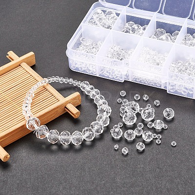 710Pcs Transparent Faceted Rondelle Glass Beads DIY-YW0003-11-1