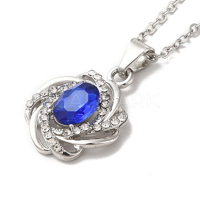Rhinestone Flower Pandant Necklace with Cable Chains NJEW-K247-01P-1