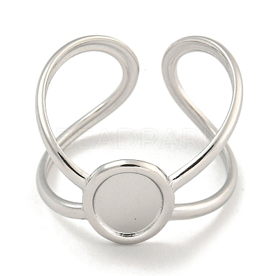 Non-Tarnish 304 Stainless Steel Oval Cuff Ring Components X-RJEW-A043-07P-1