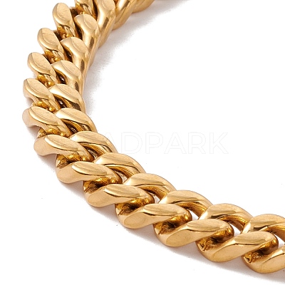 Ion Plating(IP) 304 Stainless Steel Curb Chains Bracelet with Crystal Rhinestone Padlock Clasp for Women BJEW-E107-01G-01-1