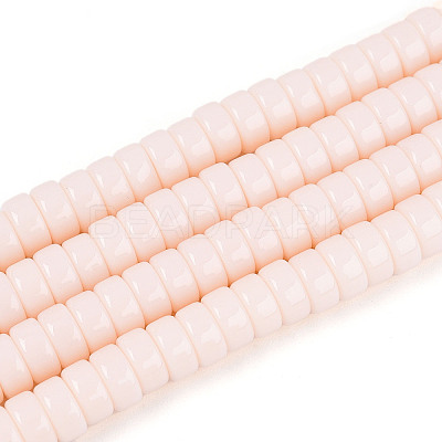 Opaque Solid Color Glass Beads Strands GLAA-N026-3x6mm-01-1