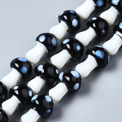 Mushroom Handmade Lampwork Beads Strands X-LAMP-R116-11-1
