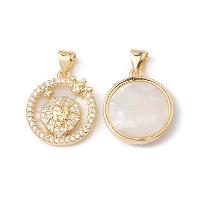 Rack Plating Brass Shell Pendants KK-D087-25G-05-1