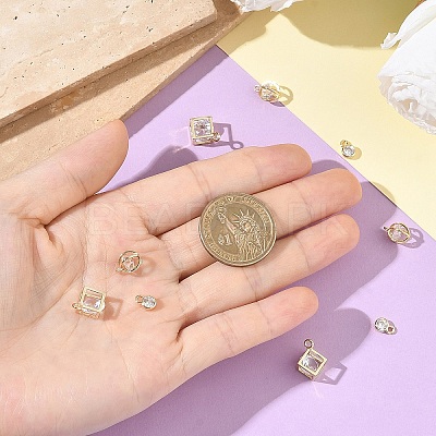 3Pcs 3 Styles Brass Micro Pave Clear Cubic Zirconia Charms Pendants ZIRC-YW0001-35-1