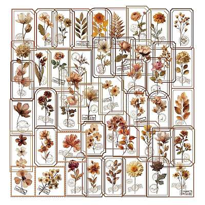 50Pcs Flower PET Stickers STIC-T0001-16-1