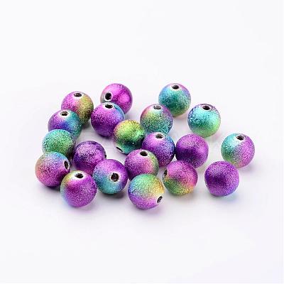Colorful Round Spray Painted Acrylic Beads Mix X-PB25P9284-1