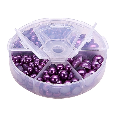 Medium Orchid Imitation Pearl Beads Assorted Mixed Sizes 4-12mm Flat Back Pearl Cabochons SACR-PH0001-47-1