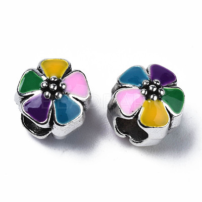 Alloy Enamel European Beads MPDL-T005-006F-RS-1