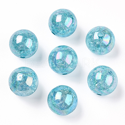 AB Color Transparent Crackle Round Acrylic Beads CACR-S006-04-1