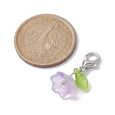 5Pcs Flower & Leaf Acrylic Pendant Decorations HJEW-JM01365-01-1