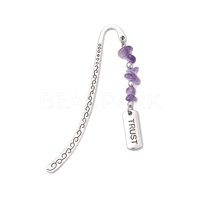 8Pcs 8 Styles Natural & Synthetic Gemstone Chip & Rectangle with Inspirational Word Bookmarks AJEW-JK00344-1