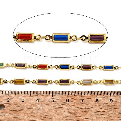 Brass Glass Rectangle Link Chains CHC-R001-01G-05-1