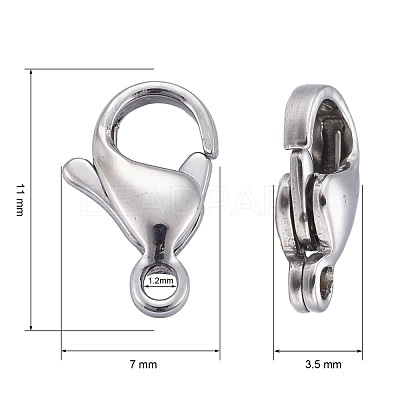 Tarnish Resistant 304 Stainless Steel Lobster Claw Clasps STAS-AB11-1