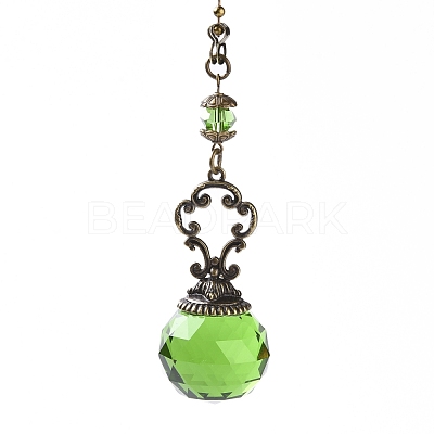 Faceted Glass Round Big Pendant Decorations HJEW-F007-A01-1