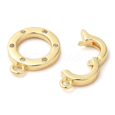 Brass Micro Pave Clear Cubic Zirconia Fold Over Clasps KK-G505-12G-1