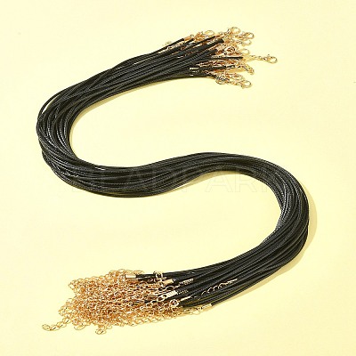 36Pcs Black Waxed Cord Necklace Making NCOR-FS0001-05G-1