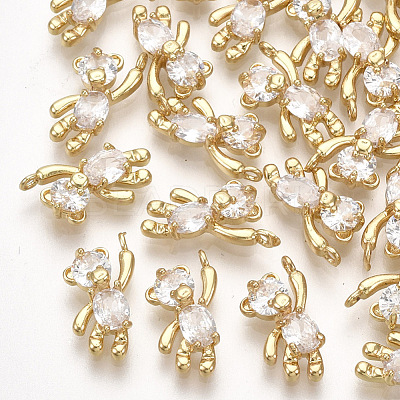 Brass Cubic Zirconia Charms KK-T035-117G-1