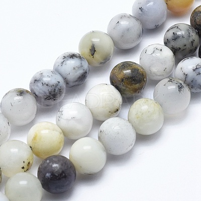 Natural White African Opal Beads Strands G-E472-02-8mm-1