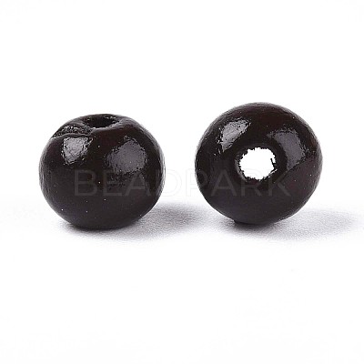 Spray Painted Round Natural Schima Wood Beads WOOD-A018-8mm-12-1